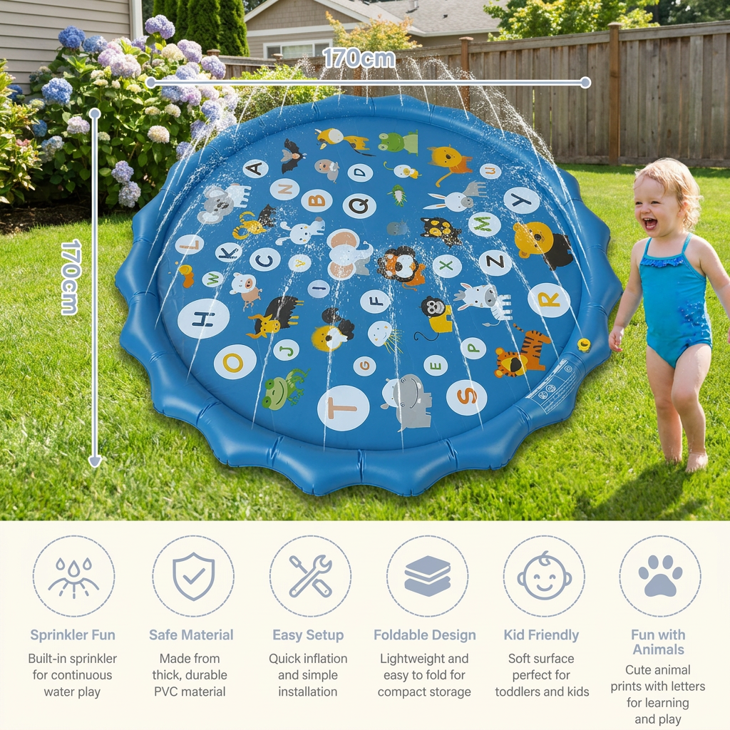 Inflatable Kids Splash Pad with Sprinkler – Outdoor Water Play Mat for Garden & Beach