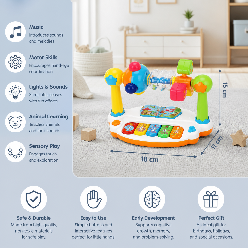 Musical 5-in-1 educational toy for babies