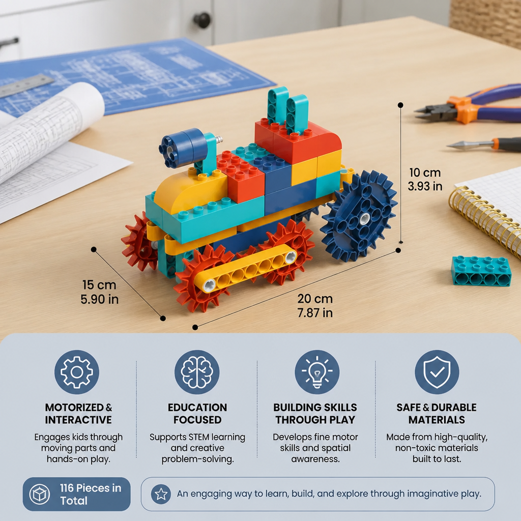 Science and education building blocks with motor