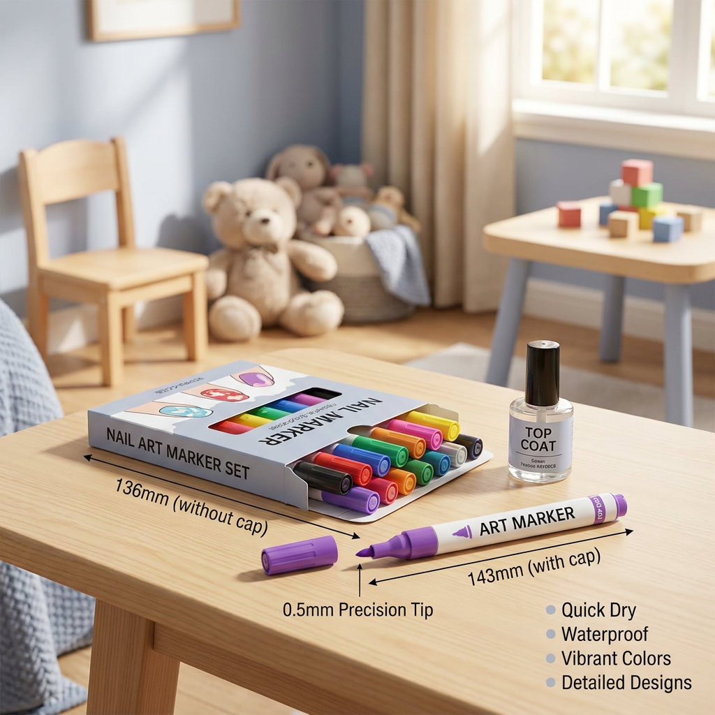 Nail Art Marker Set with Precision Tip – Acrylic Pens for Detailed Nail Designs
