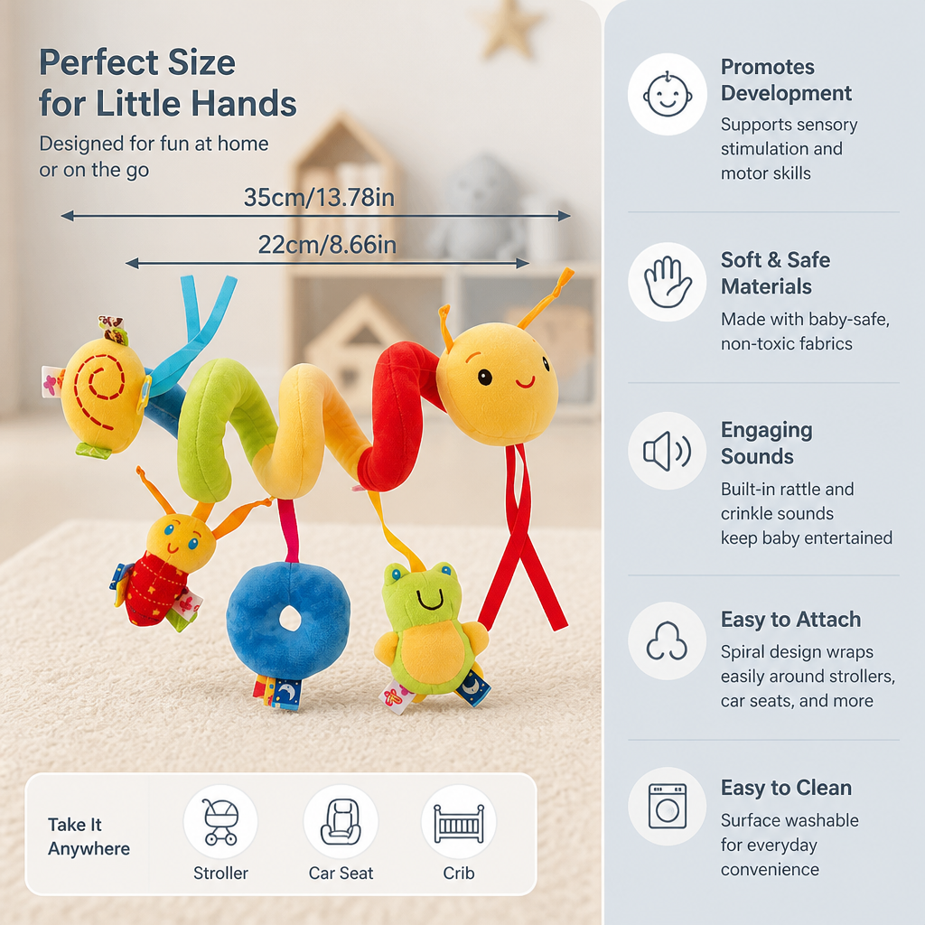 3in1 caterpillar rattle toy for home and on the go