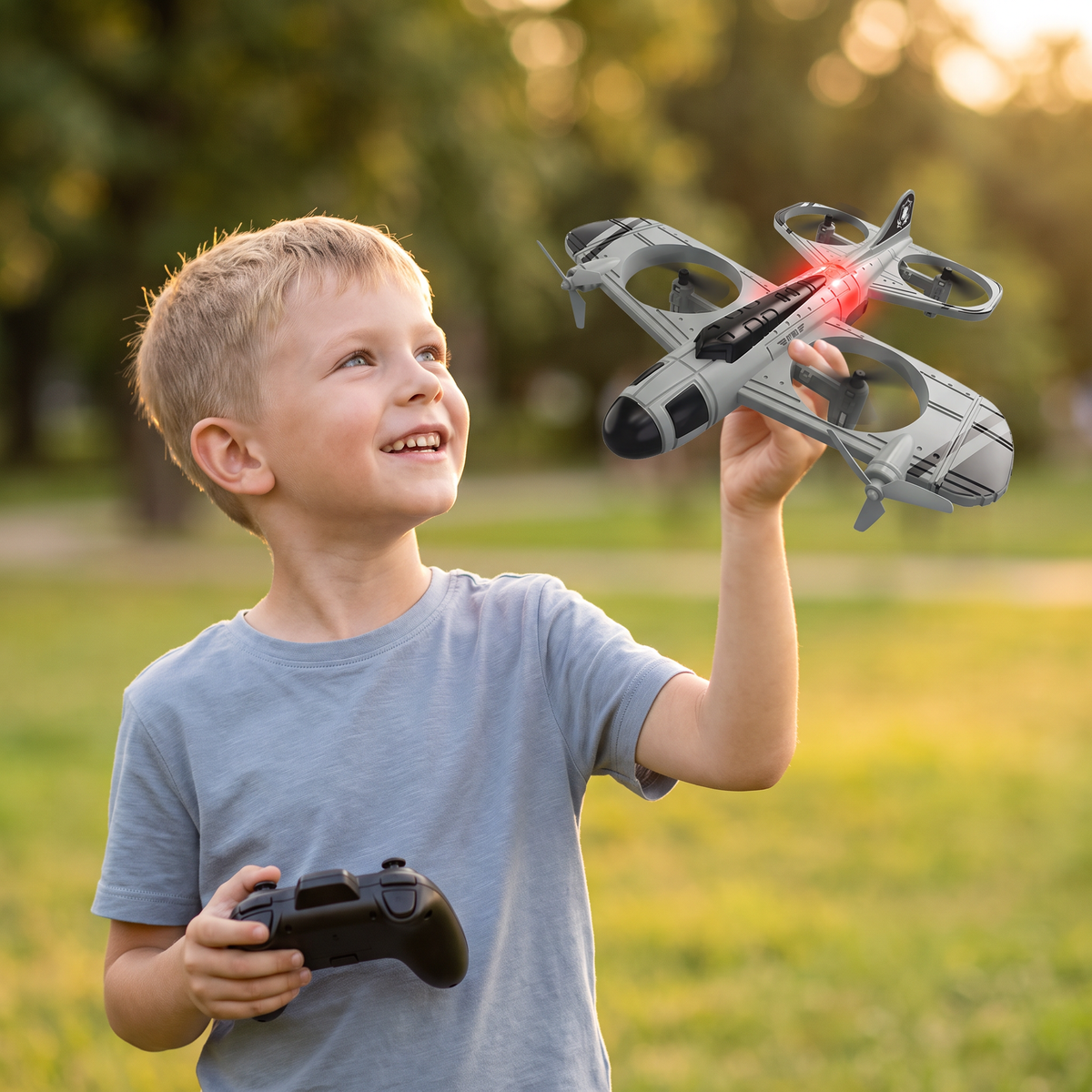 2-in-1 Remote Control Fighter Jet & Drone Toy