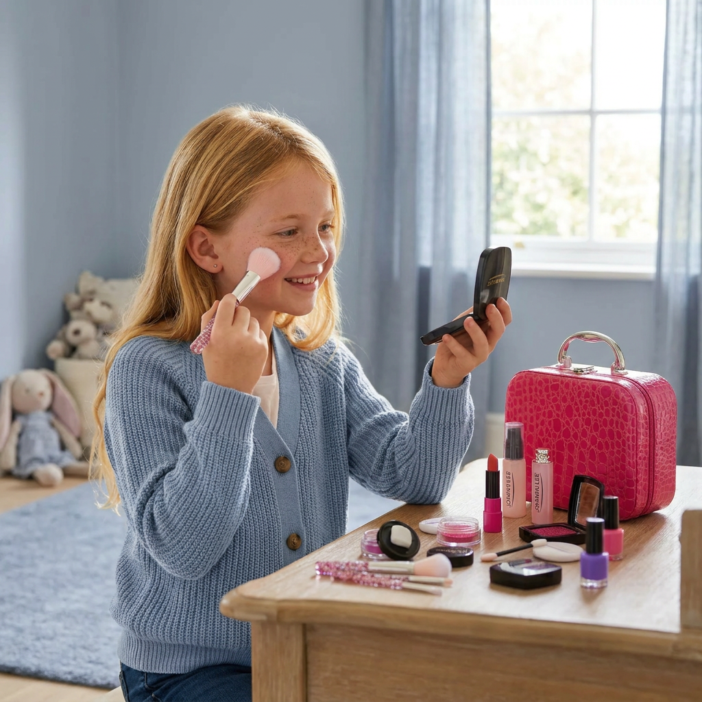 Make-up Play Set for Girls – Safe Kids Cosmetic Set with Practical Bag