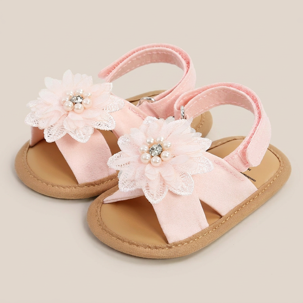 Chiffon Flower Flat Sandals