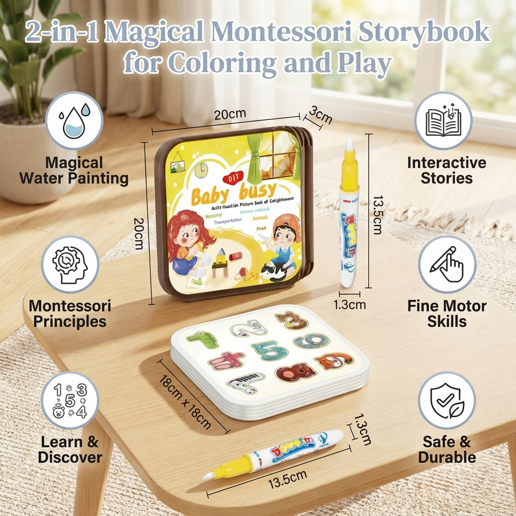 2-in-1 Magical Montessori Story Book for Drawing and Playing