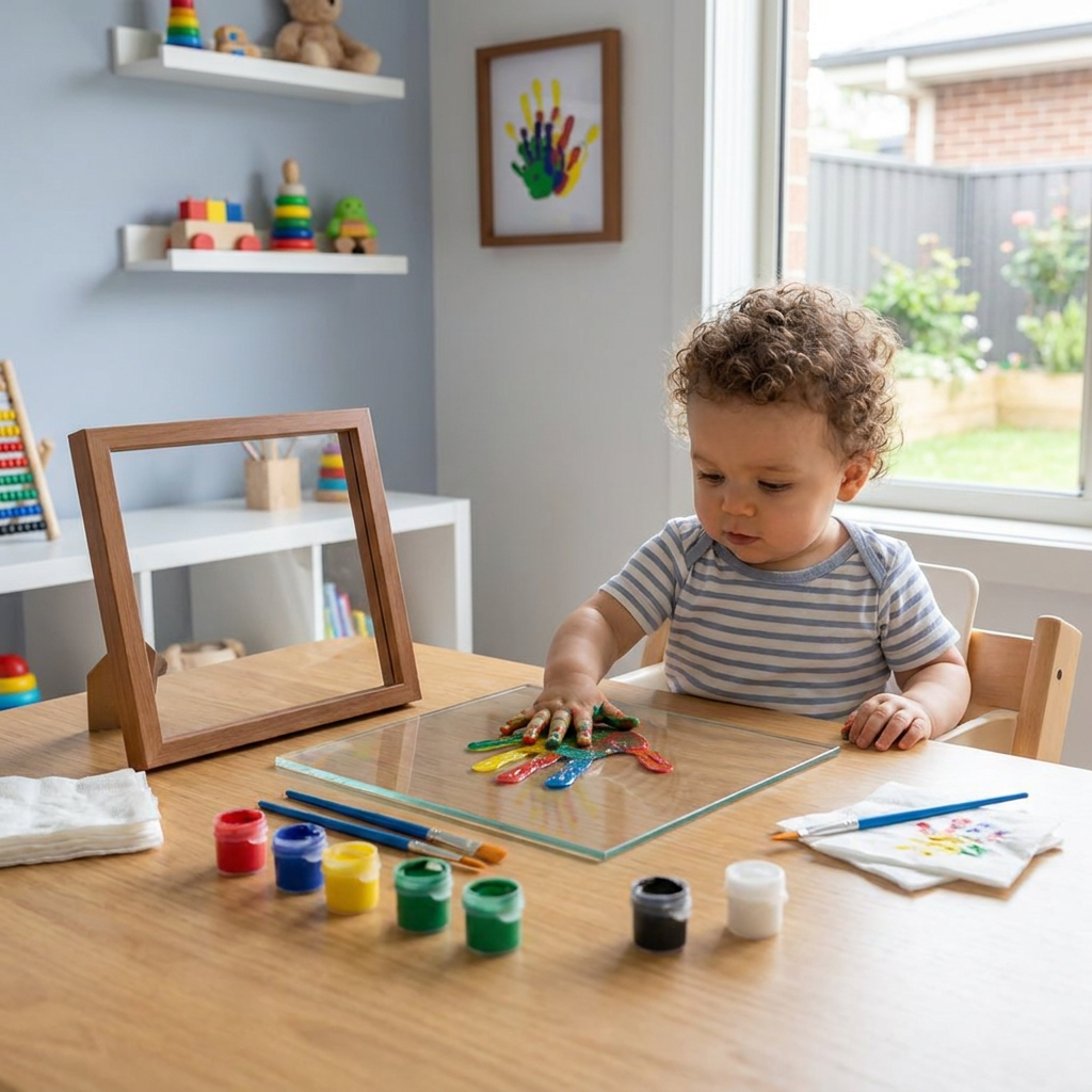 DIY Wooden Handprint Photo Frame Kit – Family Keepsake Set with Paints