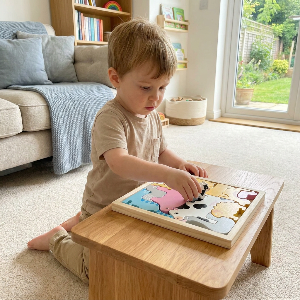 Wooden Learning Puzzle for Kids – Shape & Color Matching, Fine Motor Skills Toy