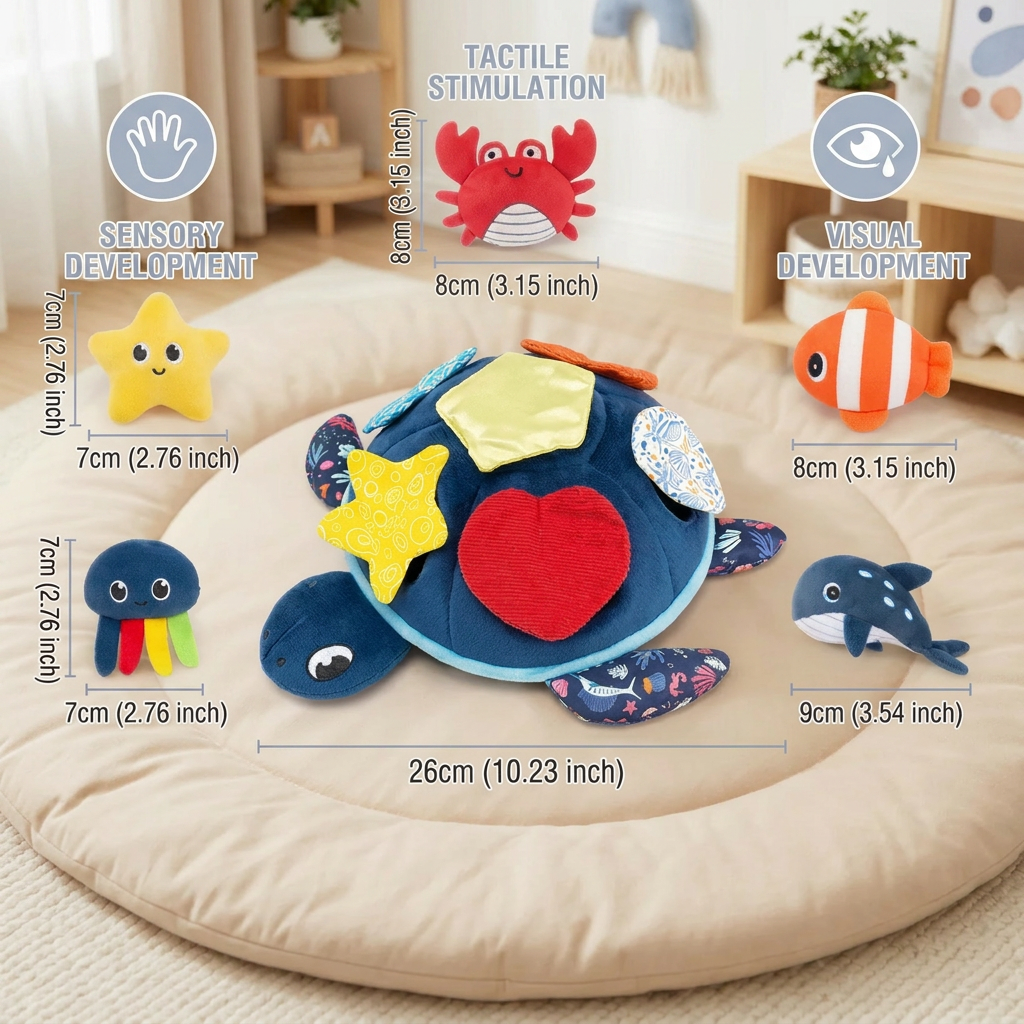 Montessori Turtle Activity Toy – Soft Sensory Play for Kids