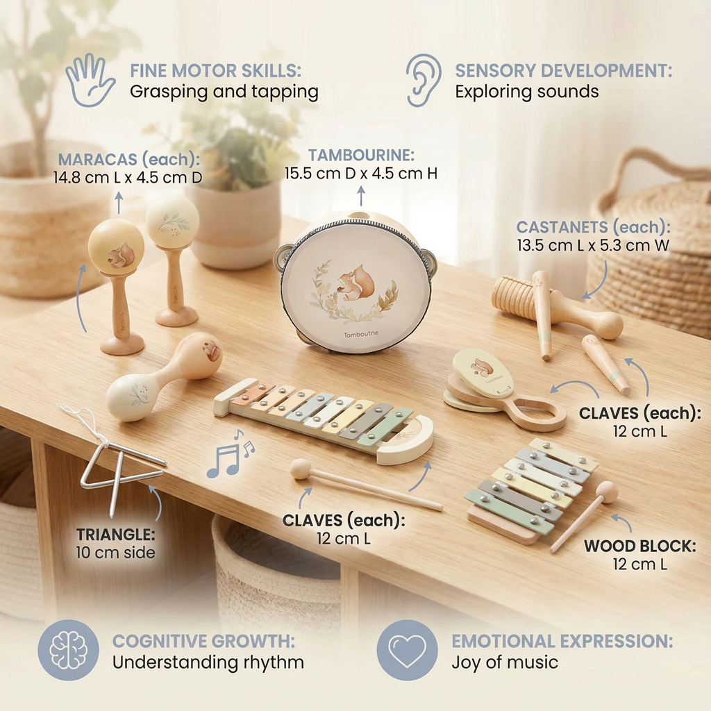 Montessori Wooden Musical Instruments Set for Babies – Sensory Learning Toy