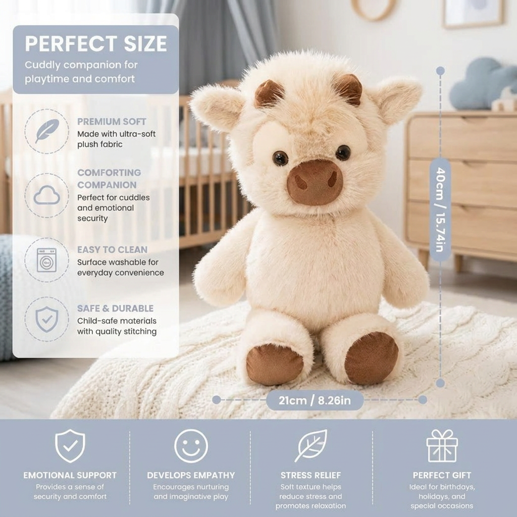 Running Calf Plush Toy – Soft Cartoon Stuffed Animal & Soothing Companion for Kids
