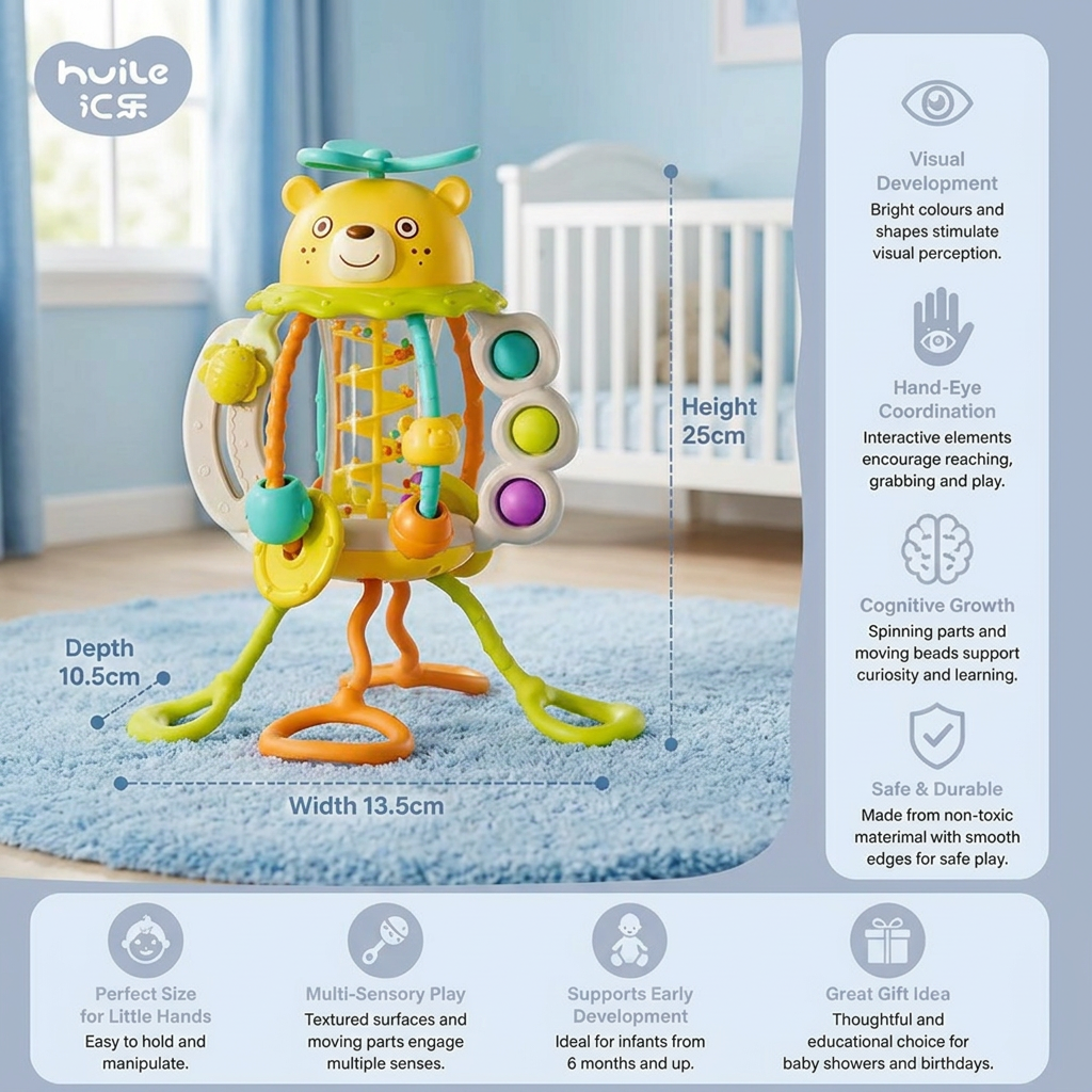 Pull-Along Baby Rattle – Cute Educational Toy for Early Development