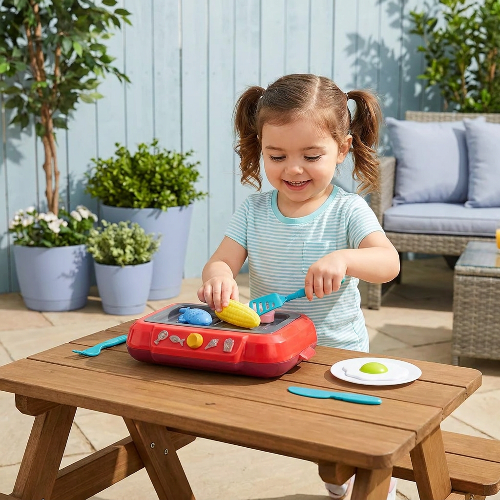 Kids BBQ Grill Playset with Play Food & Accessories