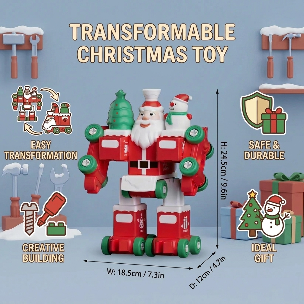 2-in-1 Transforming Christmas Train and Santa Robot