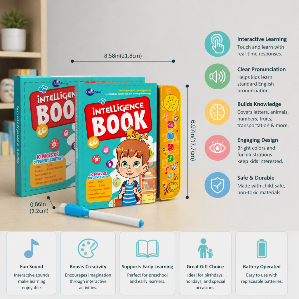 Interactive English Talking Learning Intelligence Book with Touch Pen for Kids