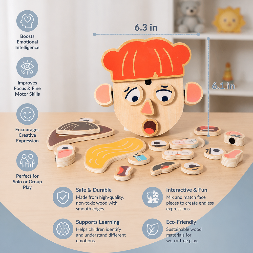 Wooden Facial Expressions & Emotions Learning Toy for Kids