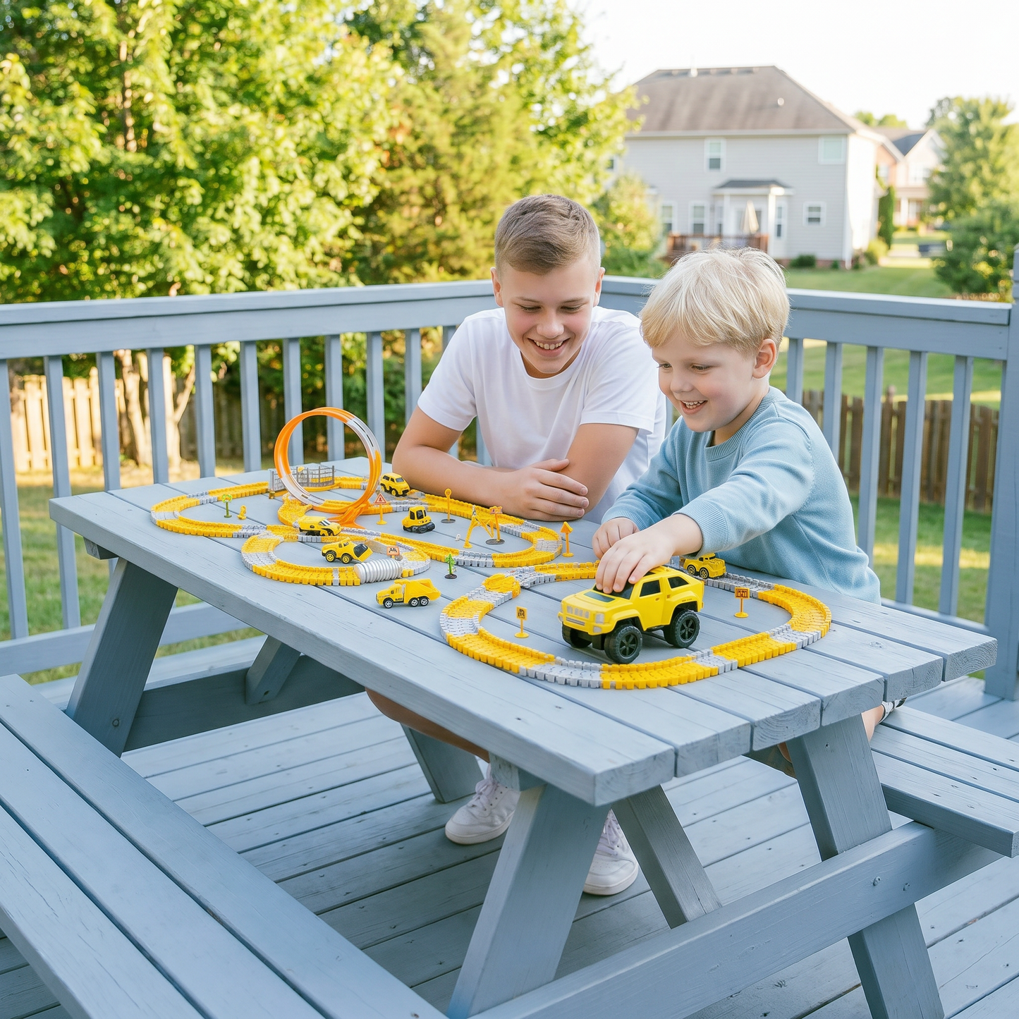Adventure race track with track cars