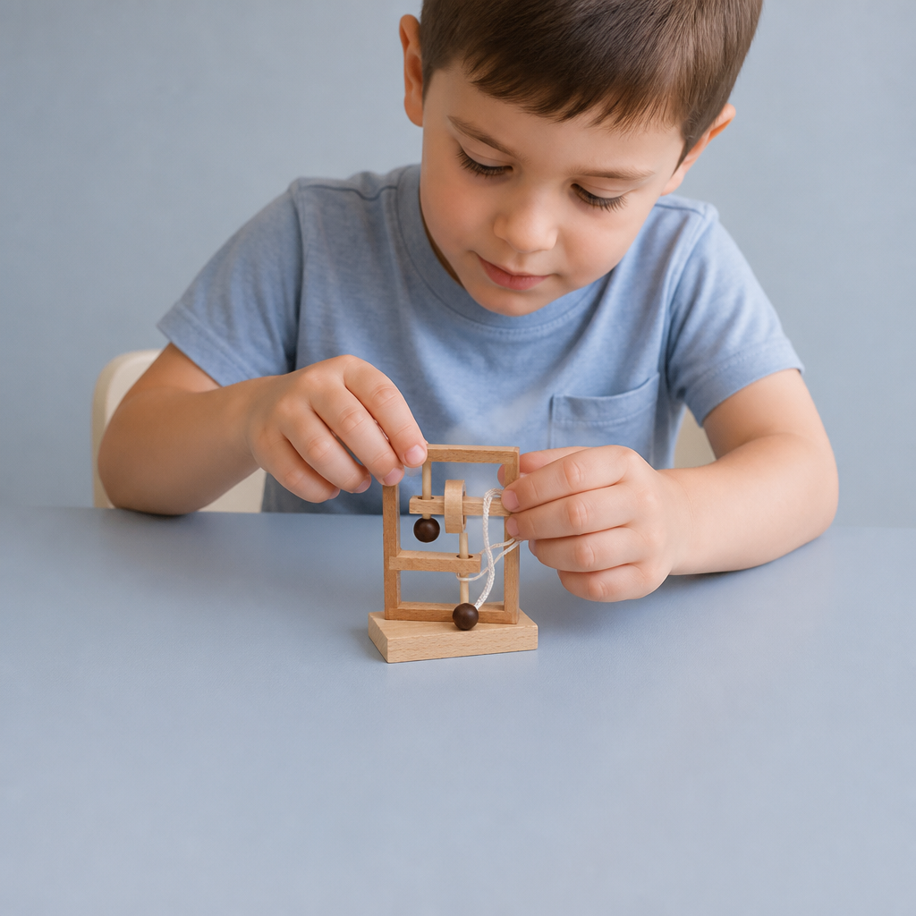 Handmade Wooden Rope Brain Teaser – Logic Puzzle Game for the Whole Family