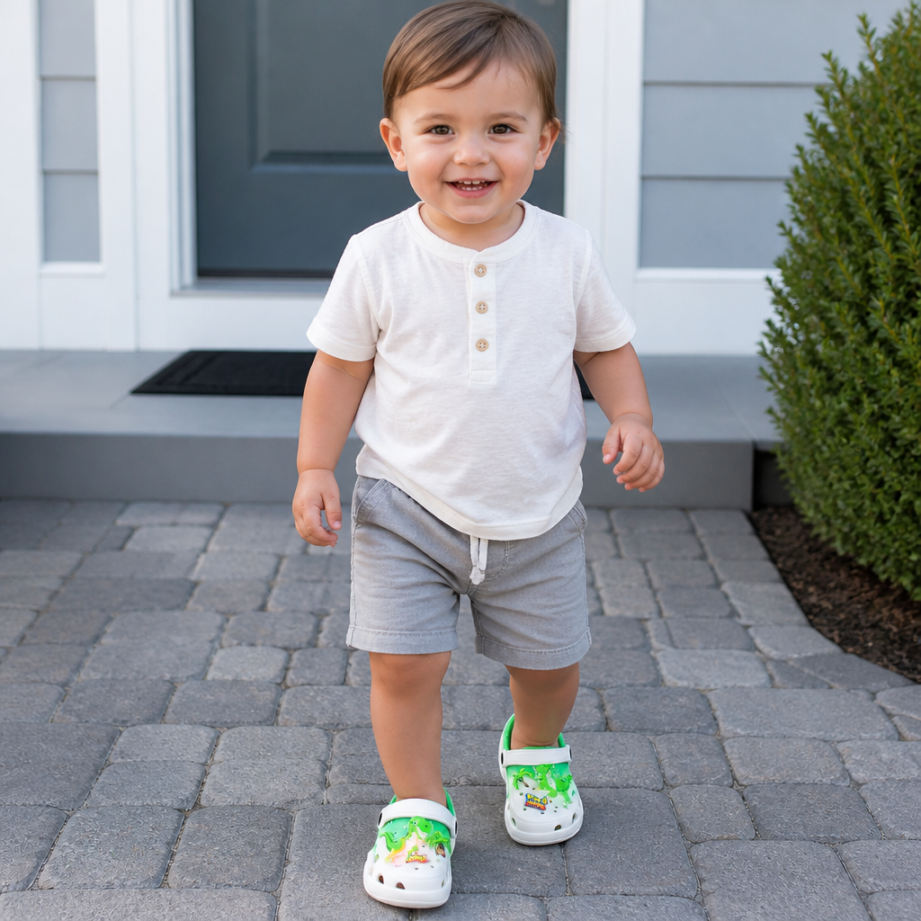 Kids’ LED Dinosaur Clogs – Light-Up Non-Slip Summer Garden & Beach Shoes