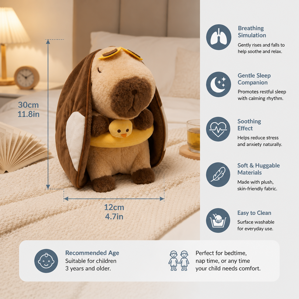 Breathing Capybara Plush Toy – Soft & Cuddly Sleep Companion