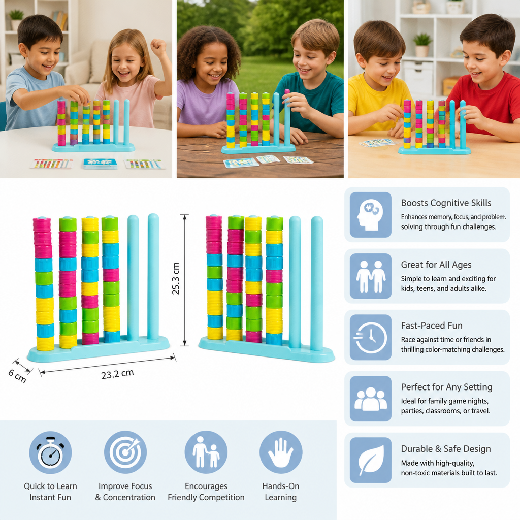 Color Stack Challenge – Fast-Paced Color Matching Party & Family Game