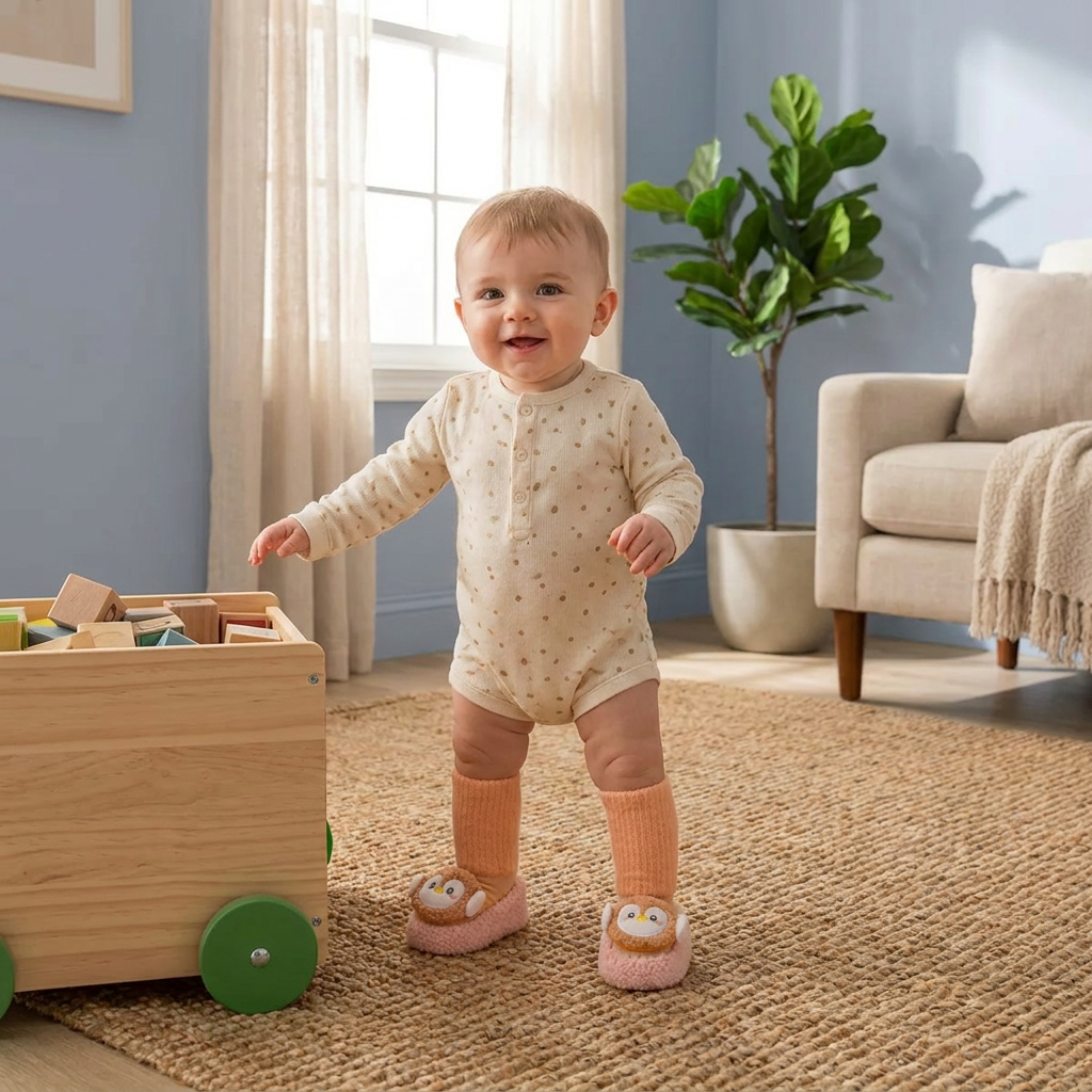 Warm Baby Non-Slip Socks – Lined Knee-High Socks with Cute Design for Babies & Toddlers