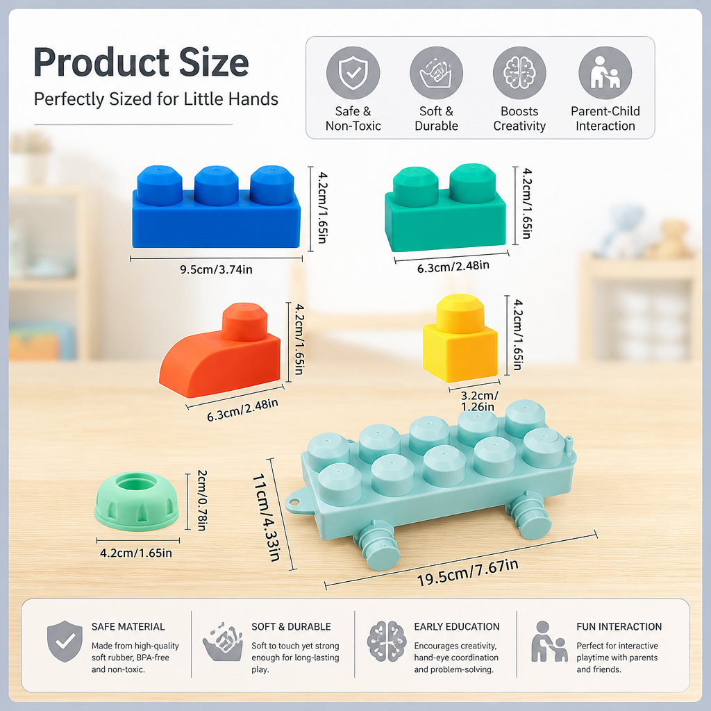 Children's Safe Rubber Building Blocks for Early Education