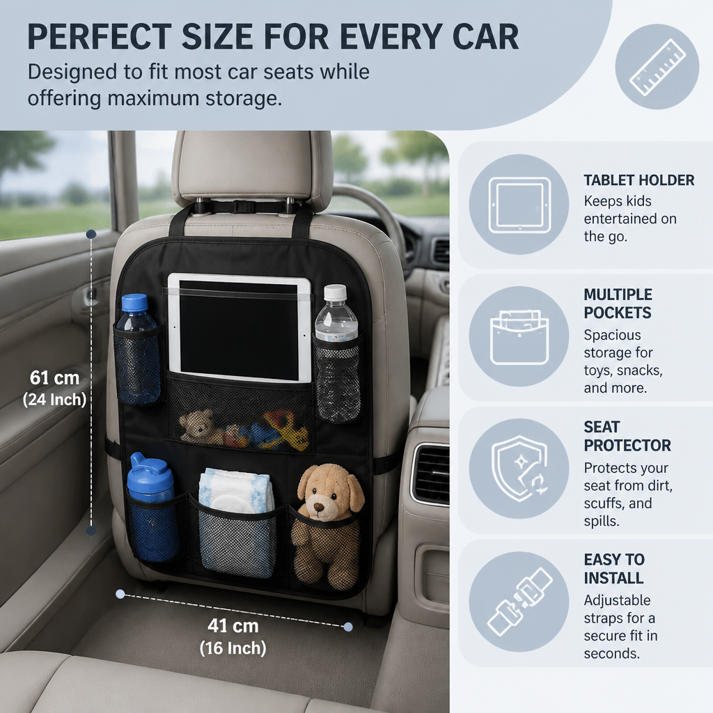 Car seat protector and organizer for children