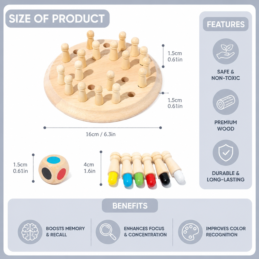 Educational Wooden Memory Chess Game