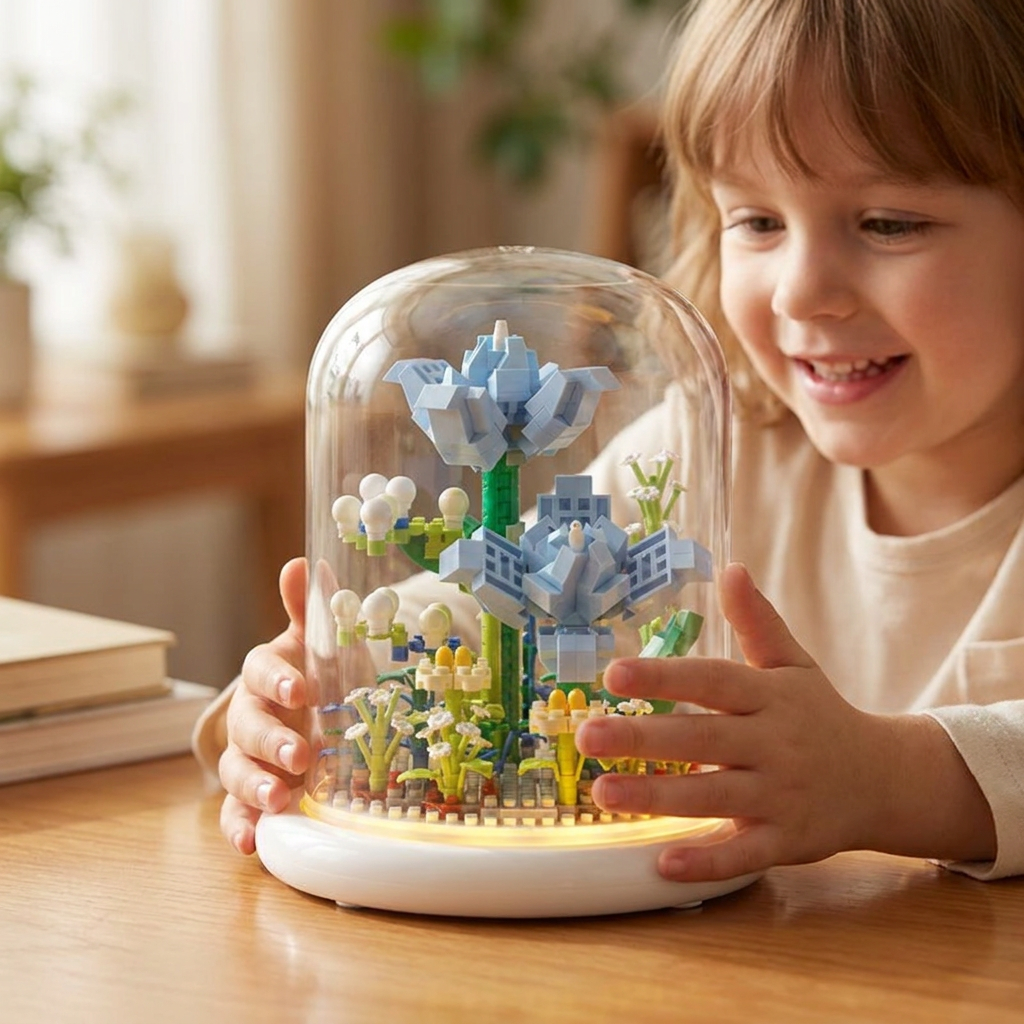 Elegant Building Block Flower in a Glass