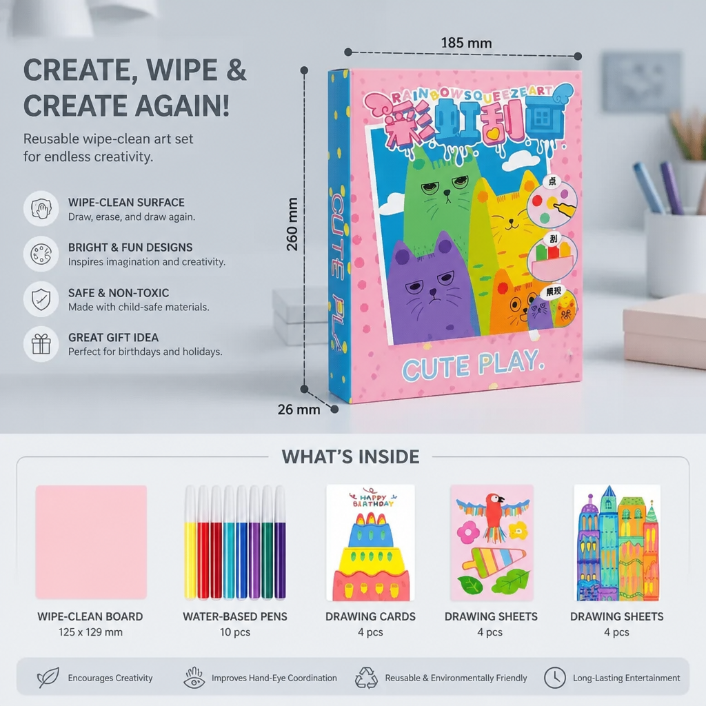 Creative Rainbow Colours Wipe Art Set