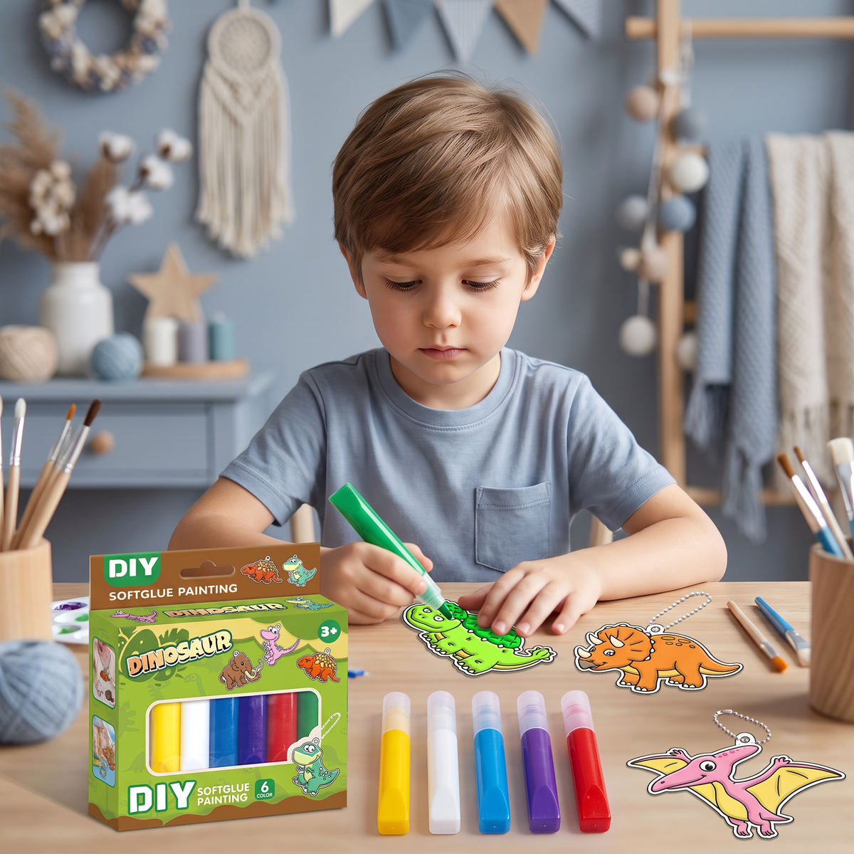 DIY Christmas No-Bake Glue Painting Ornament Craft Kit for Kids
