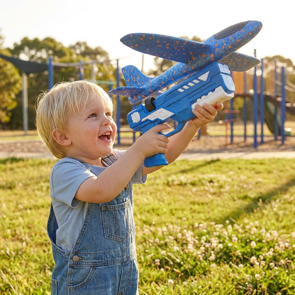 Foam Airplane Launcher for Kids – Interactive Flying Toy with Launch Gun