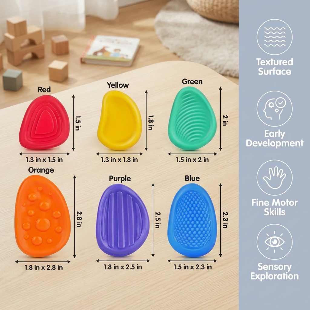 Sensory Stones for Kids – Textured Touch & Feel Learning Toy for Early Development
