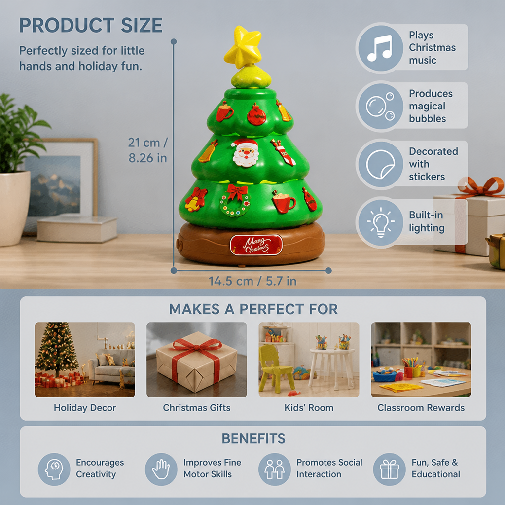 Music bubble Christmas tree with stickers for decorating