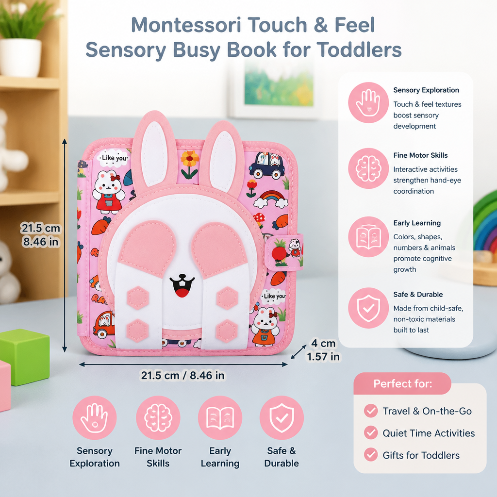 Montessori Touch & Feel Sensory Busy Book for Toddlers