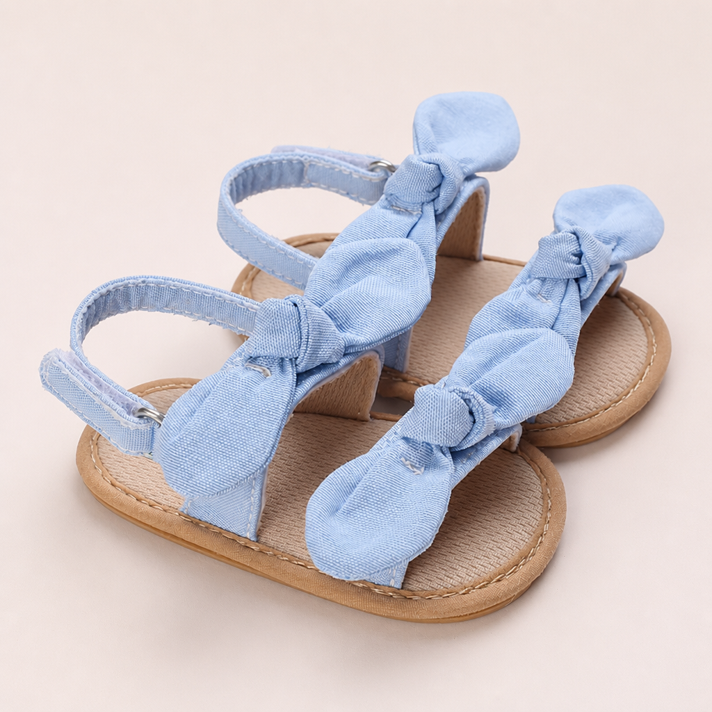 Cross-Strap Bow Sandals Blue