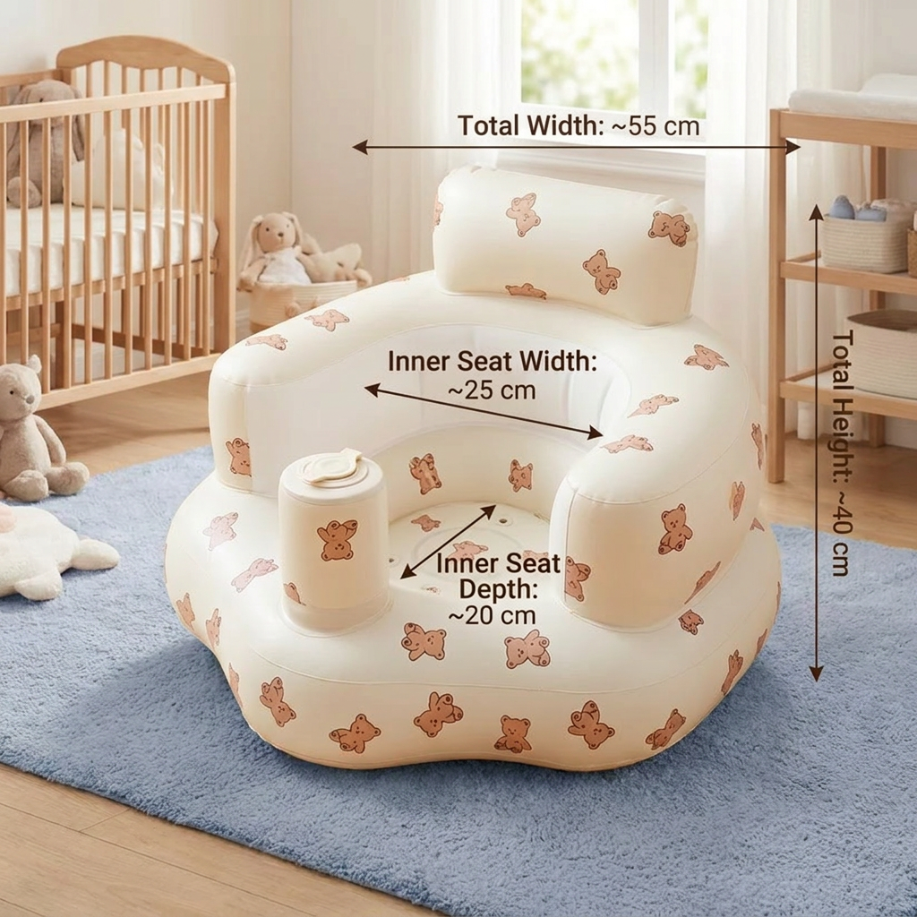 Inflatable Baby Seat with Bear Print for Sitting and Bath
