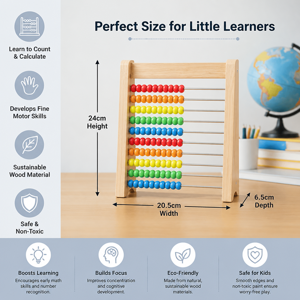 Wooden Abacus Counting Frame – Educational Toy for Learning to Count and Calculate