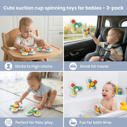 Cute suction cup toy for babies Set of 3
