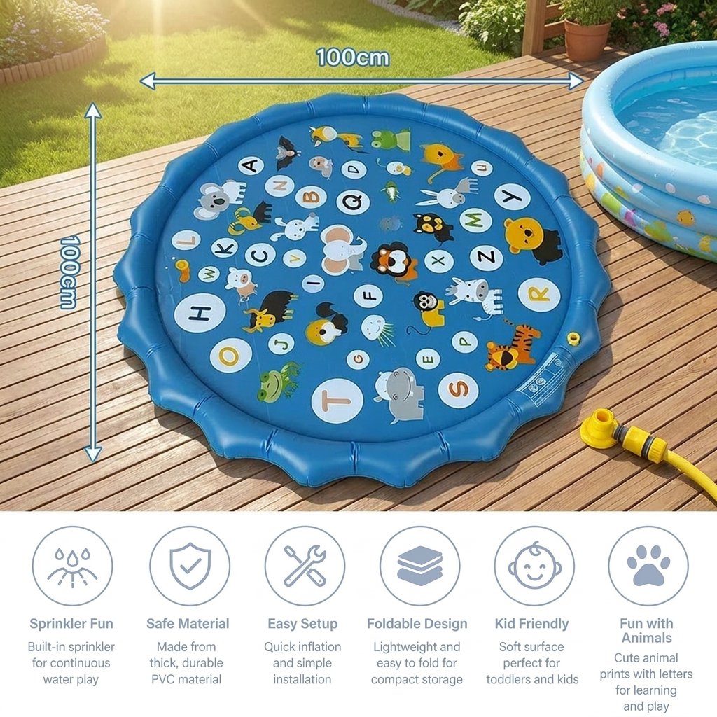 Inflatable Kids Splash Pad with Sprinkler – Outdoor Water Play Mat for Garden & Beach
