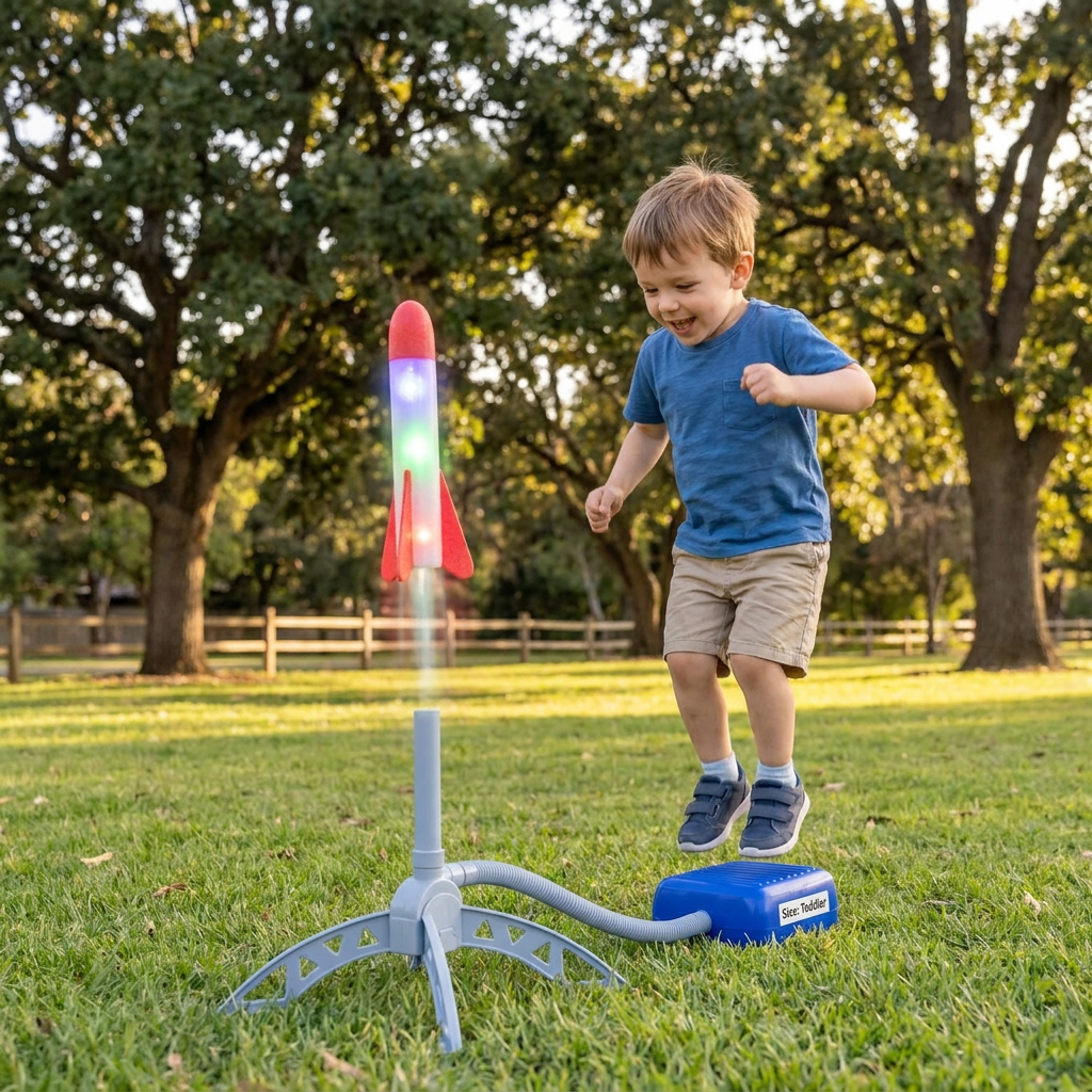 Kids Rocket Launcher with Foot Pump – Light Up Outdoor Air Pressure Toy