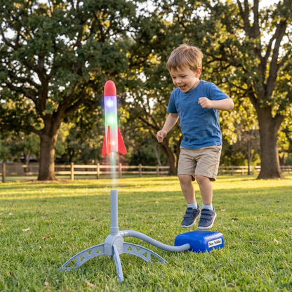 Kids Rocket Launcher with Foot Pump – Light Up Outdoor Air Pressure Toy