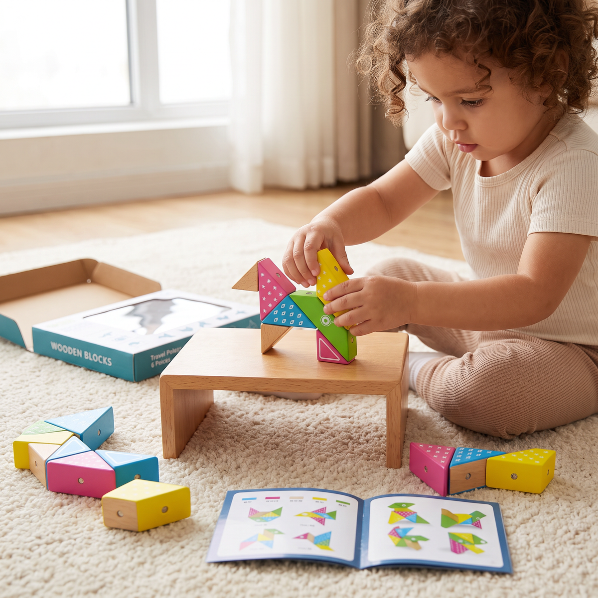 Magnetic Wooden Geometry  Puzzle Blocks