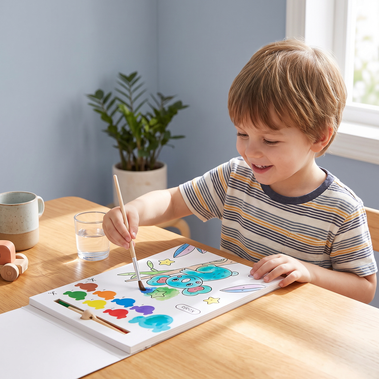 Watercolor Painting Book with Brush – Mess-Free Paint with Water Fun
