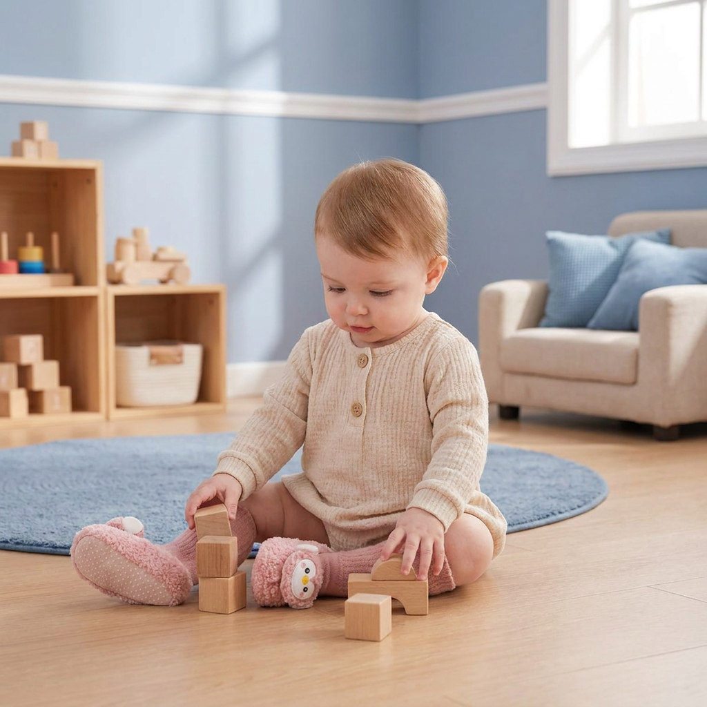 Warm Baby Non-Slip Socks – Lined Knee-High Socks with Cute Design for Babies & Toddlers