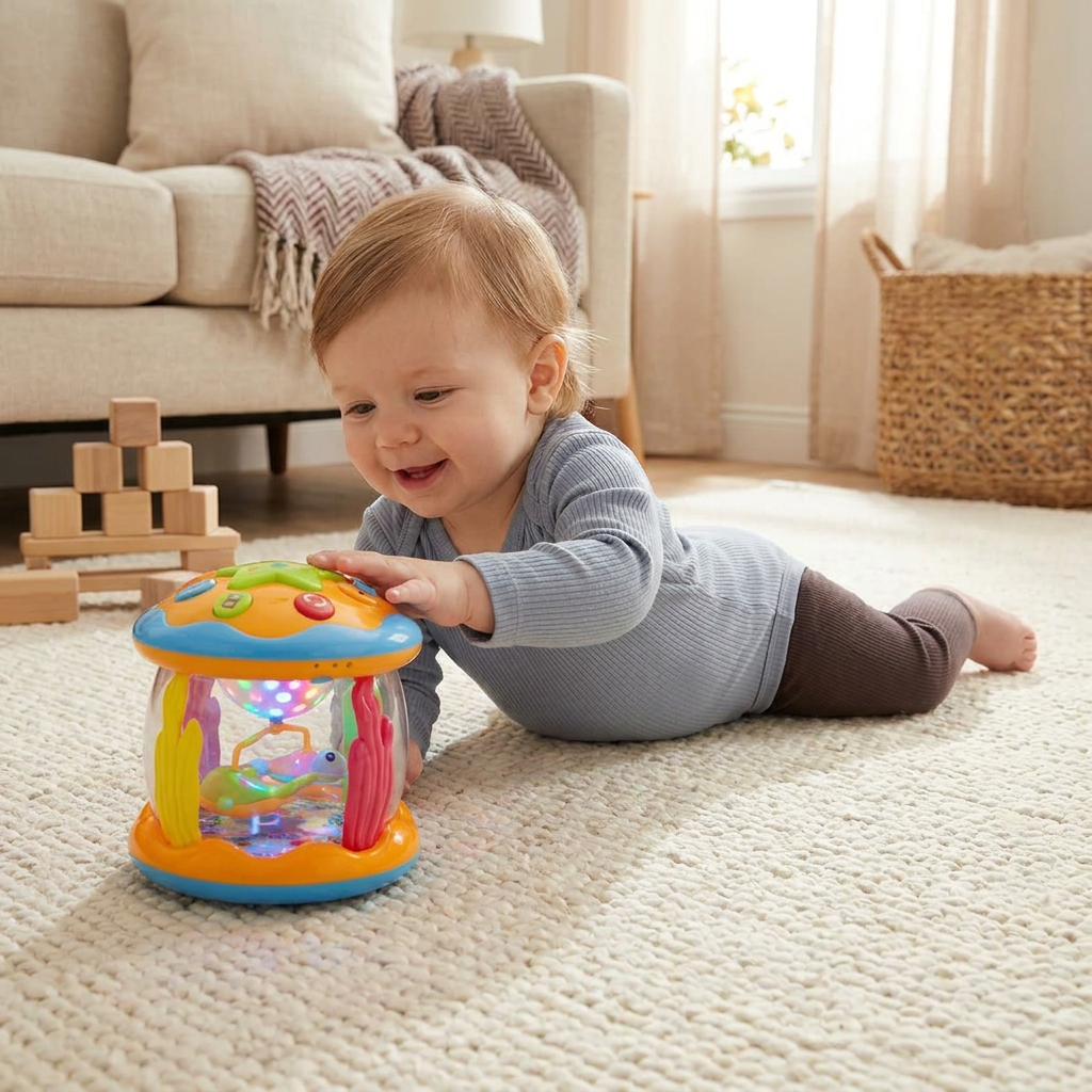 Ocean Light & Music Baby Toy – Rotating Sensory Toy for Crawling & Tummy Time