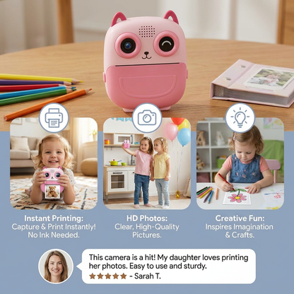 Kids Instant Print Camera – Mini HD Digital Camera with Built-in Printer