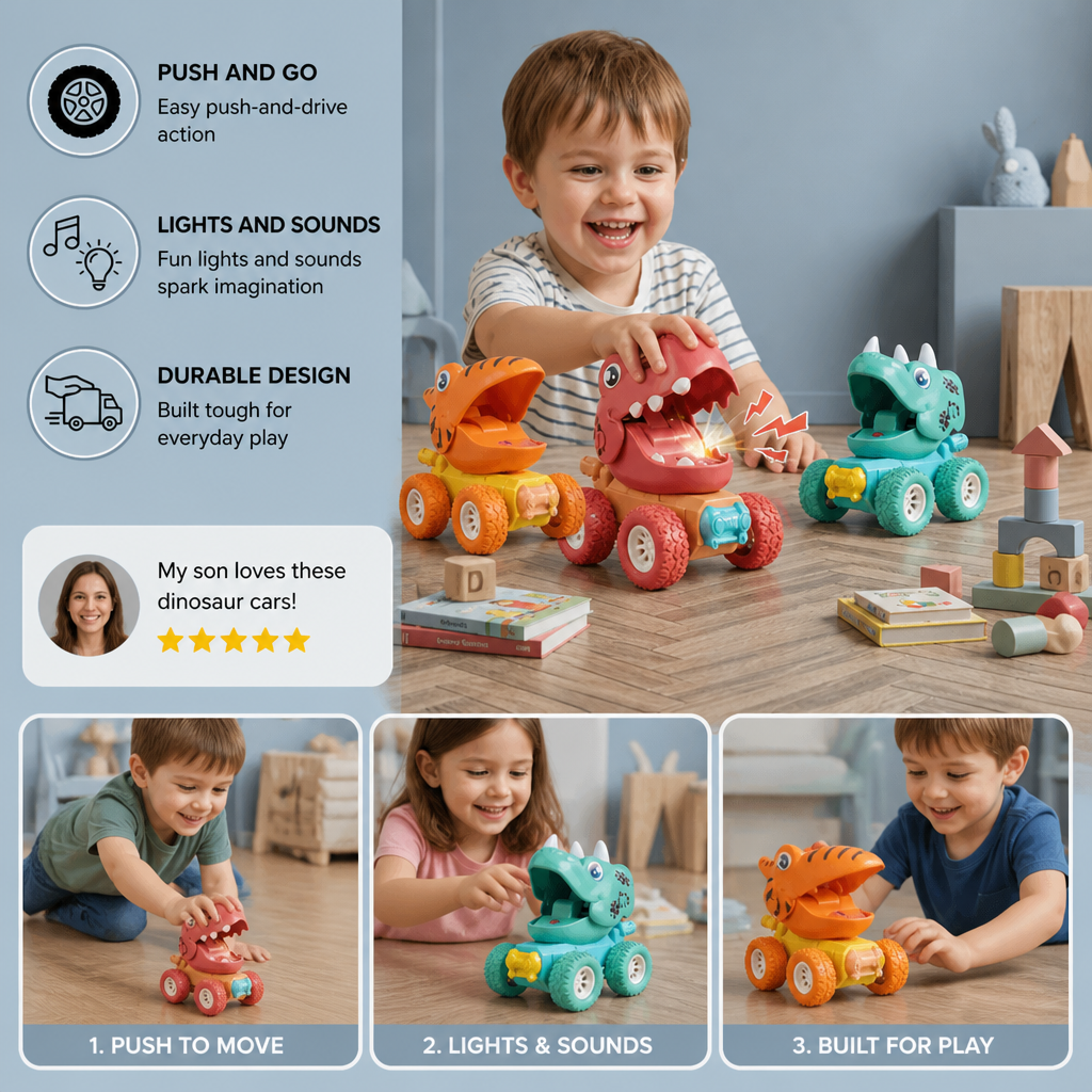 PUSH & DRIVE - DINO MONSTER TRUCKS