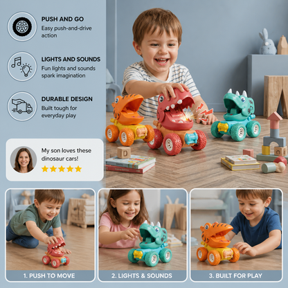 PUSH & DRIVE - DINO MONSTER TRUCKS