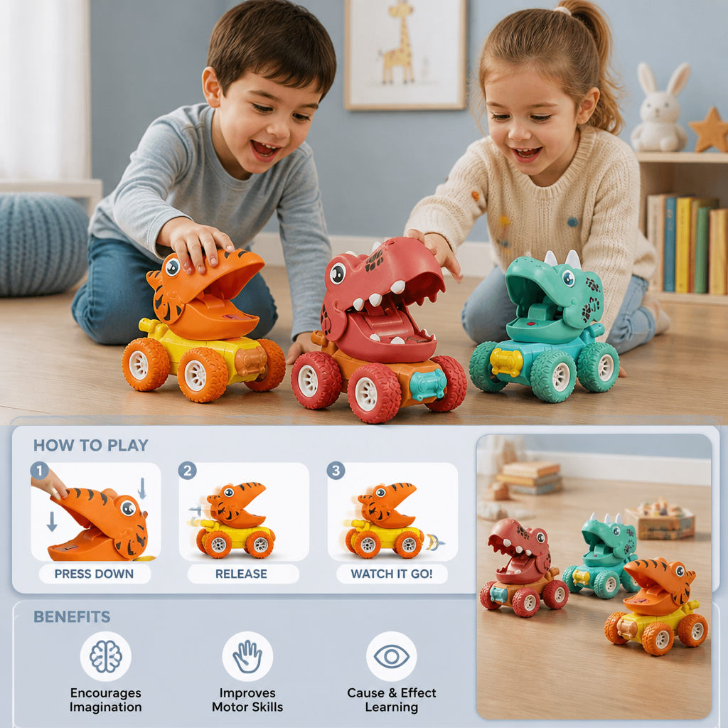PUSH & DRIVE - DINO MONSTER TRUCKS